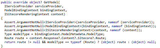 GetModel example from SitecoreLayoutRouteBindingSource